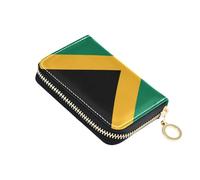 linqin Jamaica Flag Palm-Sized Card Case for On-the-Go Multi-Functional Vegan Leather Anti-Theft On-the-Go