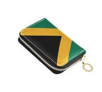 linqin Jamaica National Flag Design Palm-Sized Small Wallet for On-the-Go Multi-Functional PU Leather Anti-Theft Travel
