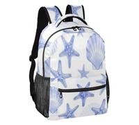 linqin Lavender Shell starfishes Multi Pocket Kids Backpack S, Lavender Shell Starfishes, S, Backpack