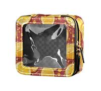 linqin Lemon Burgundy Clear Small Makeup Bag Toiletry Bag with Zipper Skin Care Bag for Flying, Lemon Burgundy, 1 size, Lemon Burgundy, 1 size