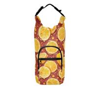linqin Lemon Burgundy Small Backpack with Water Bottle Holder Drawstring Backpack with Pockets and Water Bottle Holder Water Bottle Belt Holder Fits 20/24/32/40 oz Bottles, Lemon Burgundy, 1 size