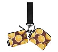 linqin Lemon Slice Women's Dual Wallets Busniess Card Cases Large Capacity Change Purse Key Holder with Zipper Coin Pocket for Work Travel 2 Pcs, Lemon Slice, One Size