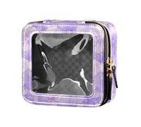 linqin Light Lavender Florals Cute Makeup Bag Clear Waterproof Travel Toiletry Bag Mini Makeup Containers for Women, Light Lavender Florals, One Size