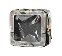 linqin Lily Flowers Garden Clear Travel Makeup Bag Leather Toiletry Bag Cosmetic Bag with Zipper for Flying, Lily Flowers Garden, One Size