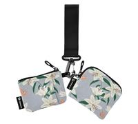 linqin Lily Flowers Garden Women's Card Cases Change Holder Small Portable Zipper Coin Purse Wallet with Wristle Strap for Men Women 2 Packs, Lily Flowers Garden, One Size