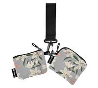 linqin Lily Flowers Garden Women's Coin Wallet Card Holder Compact Size Key Chain Wallet Change Purse with Keychain for Work Travel 2 Pcs, Lily Flowers Garden, One Size
