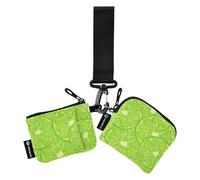 linqin Lime Slice Citrus Dual Coin Purse Credit Card Holder Wallet Large Capacity Zipper Purse Wallet with Zipper Pocket for Men Women 2 Pcs, Lime Slice Citrus, One Size