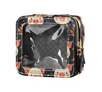 linqin Little Pig Face Leafs Clear Mini Makeup Bag Travel Toiletry Bag Cosmetic Bag with Zipper for Flying, Little Pig Face Leafs, One Size