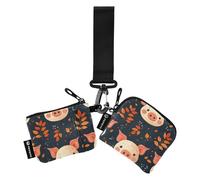 linqin Little Pig Face Leafs Women's Change Wallet Card Cases Mini Fashion Zipper Coin Purse Wallet with Zipper Pocket for Men Women 2 Packs, Little Pig Face Leafs, One Size