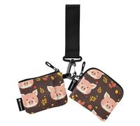 linqin Little Pig Faces Women's Change Wallet Card Cases Thin Flat Card Wallet Money Organizer with Keychain for Ladies Girls 2 Packs, Little Pig Faces, One Size