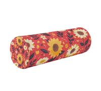 linqin Memory Foam Bolster Round Body Pillow with Removable Cover Ergonomically Designed Back, Spine Relief, Retro Sunflowers Red