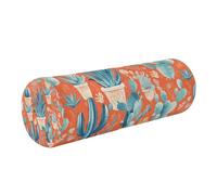 linqin Memory Foam Cervical Neck Pillow with Removable Washable Cover Ergonomically Designed for Head, Back, and Legs, Blue Cacti Orange