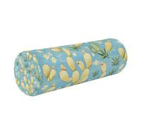 linqin Memory Foam Cervical Neck Pillow with Washable Cover Ergonomically Designed Back, Spine Relief, Little Cactus Sky Blue