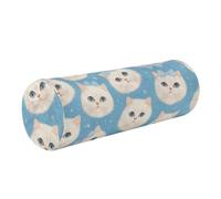 linqin Memory Foam Neck Roll Pillow with Removable Washable Cover Ergonomically Designed Back, Spine Relief, Cute Cats FacesOneSize