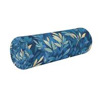 linqin Memory Foam Roll Cylinder Bolster Body Pillow with Removable Cover Ergonomically Designed Back, Spine Relief, Blue Leafs