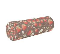 linqin Memory Foam Roll Cylinder Bolster Body Pillow with Washable Cover Ergonomically Designed for Head, Back, and Legs, Cute Strawberries Flowers
