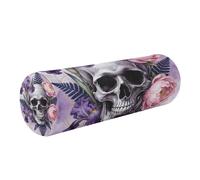linqin Memory Foam Roll Neck Pillow with Removable Cover Ergonomically Designed for Head, Back, and Legs, Iris Peony Skull Watercolor GothicOneSize