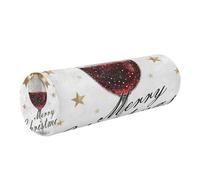 linqin Memory Foam Roll Neck Pillow with Removable Cover Ergonomically Designed for Head, Back, and Legs, Merry Christmas Sparkling Wine Glass OneSize