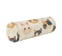 linqin Memory Foam Roll Pillow Cylinder Bolsters with Removable Washable Cover for Back, Leg, Cervical Relief for Hugging Sleeping, Chic Cute Cats FaceOneSize