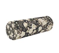 linqin Memory Foam Round Cylinder Bolster Pillow with Removable Washable Cover Ergonomically Designed for Head, Back, and Legs, White Rose Black