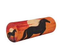 linqin Memory Foam Round Neck Pillows with Removable Washable Cover Ergonomically Designed Back, Spine Relief, Black Horse Silhouette at SunsetOneSize