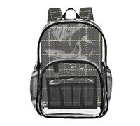 linqin Military green checkered transparent school backpack transparent book bags for girls boys transparent PVC bag, Military green checkered checker, 1 size, Army Green Plaid Check, 1 size