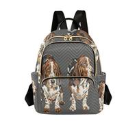 linqin Mini Backpack Purse with Adjustable Strap, Two Basset Hound Puppies, S, Fashion Backpack | Lightweight, Daily Life, Two Basset Hound Puppies