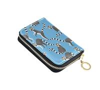 linqin Mini Card Case Wallet Riskfree Pocket Wallet Womens Leather Card Organizer Wallet for Work Lemurs Madagascar, Lemurs Madagascar, One Size, Classic