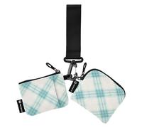 linqin Mint Buffalo Plaid Checks Women's Dual Wallets Busniess Card Cases Slim Portable Key Chain Wallet Change Purse with Zipper Coin Pocket for Men Women 2 Packs, Mint Buffalo Plaid Checks, One Size