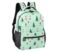 linqin Mint Tree Snowman Christmas Multi Pocket Kids Backpack, Mint Tree Snowman Christmas, M, Backpack