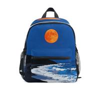 linqin Orange Moon & Ocean Waves on Road kids mini backpack safety bookbag with name tag for kindergarten mochila para ni?as de 4 a?os
