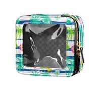 linqin Palm Trees Flowers Waterproof Clear Makeup Bag Toiletry Bag with Zipper Makeup Organizer for Traveling, Palm Trees Flowers, One Size