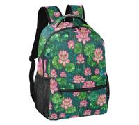 linqin Pastel Water Lily Art Lightweight Casual Backpack S, Pastel Water Lily Art, M, Backpack | Adjustable weave Shoulder Straps, 4 Inner Small Divided Pockets, Sightseeing Trip, Daily Travelers