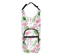 linqin Peach Ink Flamingo Green Palm Water Bottle Sling Foldable Water Bottle Carrying Case Water Bottle Holder Bag Fits 20/24/32/40 oz Bottles