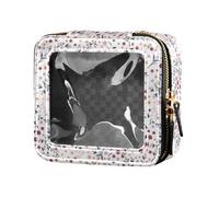 linqin Peach Red Flowers Country Clear Make Up Bag Toiletry Bag with Zipper Cosmetic Bags for Traveling, Peach Red Flowers Country, One Size