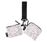 linqin Peach Red Flowers Country Women's Coin Purses Card Cases Small Detachable Change Purse Key Holder with Wristle Strap for Women Men 2 Pcs, Peach Red Flowers Country, One Size