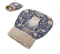 linqin Pet Mat Pad Sack Winter Retro Owl Dark Violet Cat Sleeping Bags Cave for Indoor Pets durables Washable