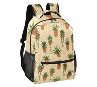 linqin Potted Houseplants Art Multi Pocket Travel Backpack S, Potted Houseplants Art, M, Backpack