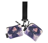 linqin Queen Purple Women's Card Cases Change Holder Slim Detachable Business Card Case Money Organizer with Zipper Pocket for Men Women 2 Packs, Queen Purple, One Size