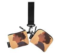 linqin Quiet Men Women's Change Wallet Card Cases Cute Fashion Credit Card Wallet Case with Zipper Coin Pocket for Men Women 2 Pcs, Quiet Men, One Size