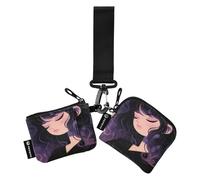 linqin Quiet Purple Women Women's Change Wallet Card Cases Slim Detachable Business Card Case Money Organizer with Keychain for Women Men 2 Pcs, Quiet Purple Women, One Size