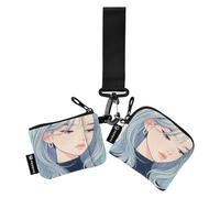 linqin Quiet Women Steel Blue Women's Card Cases Change Holder Compact Size Women Credit Card Case Coin Purse with Zipper Coin Pocket for Women Men 2 Pcs, Quiet Women Steel Blue, One Size