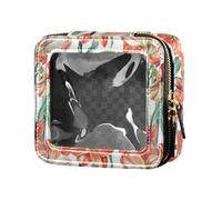 linqin Red Amaryllis Flowers Clear Mini Makeup Bag Leather Toiletry Bag Makeup Bag Organizer for Flying, Red Amaryllis Flowers, One Size