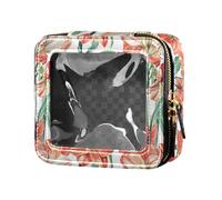 linqin Red Amaryllis Flowers Cute Makeup Case Bag Clear Toiletry Bags Leather Cosmetic Bag for Flying, Red Amaryllis Flowers, One Size