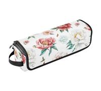 linqin Red Chic Peonies Hair Tools Travel Bag with Heat Resistant Mat Large Hair Straigheners Travel Case for Curling Iron Straightener Flat Hair Dryer Portable Organizer
