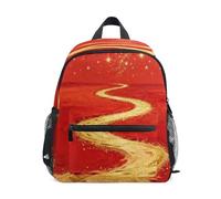 linqin Red Field Golden Winding Path little kids backpacks drawstring bookbags with name tag for 3-4 year old mochilas escolares para ni?as de 5 a?os