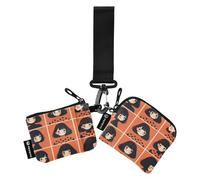 linqin Resilient Asian Girls Women's Coin Pouches Card Holder Cute Fashion Change Purse Key Holder with Zipper Pocket for Work Travel 2 Packs, Resilient Asian Girls, One Size