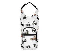 linqin Retro Black Horses Water Bottle Carrier Bag & Case Insulated Water Bottle Bag Water Bottle Holder Bag Fits 20/24/32/40 oz Bottles