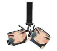 linqin Retro Young Women Women's Dual Wallets Busniess Card Cases Small Detachable Coin Purse Change Holder with Wristle Strap for Women Men 2 Pcs, Retro Young Women, One Size