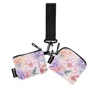 linqin Rose Peony Blooming Women's Change Wallet Card Cases Thin Flat Identity Card Protector with Zipper Pocket for Men Women 2 Packs, Rose Peony Blooming, One Size